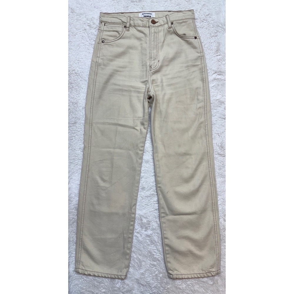 Reformation Cowboy Jeans Womens 26 High Rise Straight Leg Beige Excellent